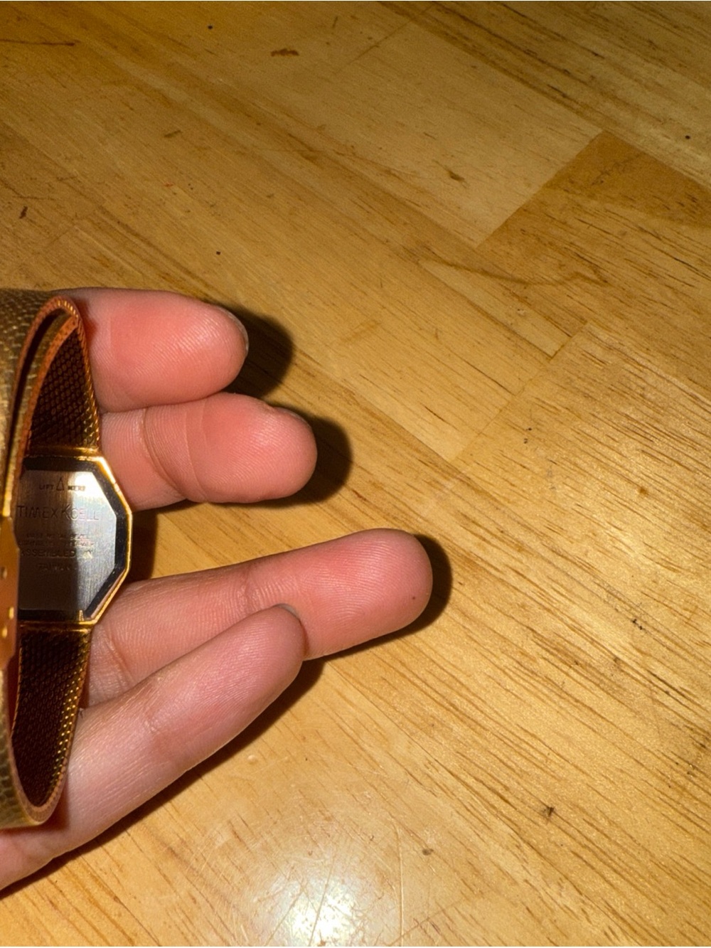 Timex Gold Mesh Bracelet Watch with Brown Dial Accents